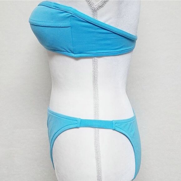 VINTAGE 80s Becca Blue Strapless High Rise Bikini - Picture 5 of 16